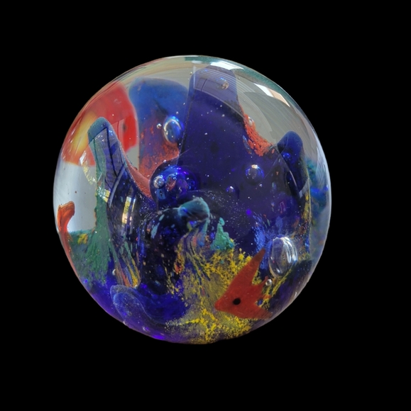 Murano Style Glass Art Aquarium Paperweight - Picture 2 of 6